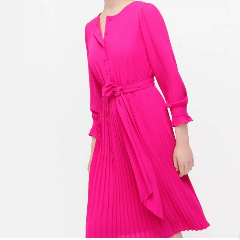 J Crew Tie-Front Pleated Dress